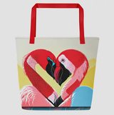 Embrace Summer Vibes with the Flamingo Heart Large Tote Bag: Your Perfect Companion for Sunny Adventures