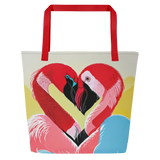 Flamingo Heart Large Tote Bag