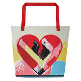 Flamingo Heart Large Tote Bag